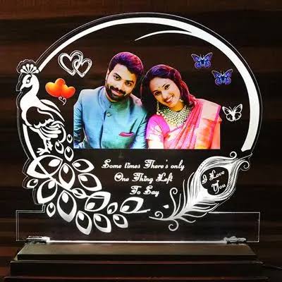 Personalized Round Shape Peacock Acrylic Frame