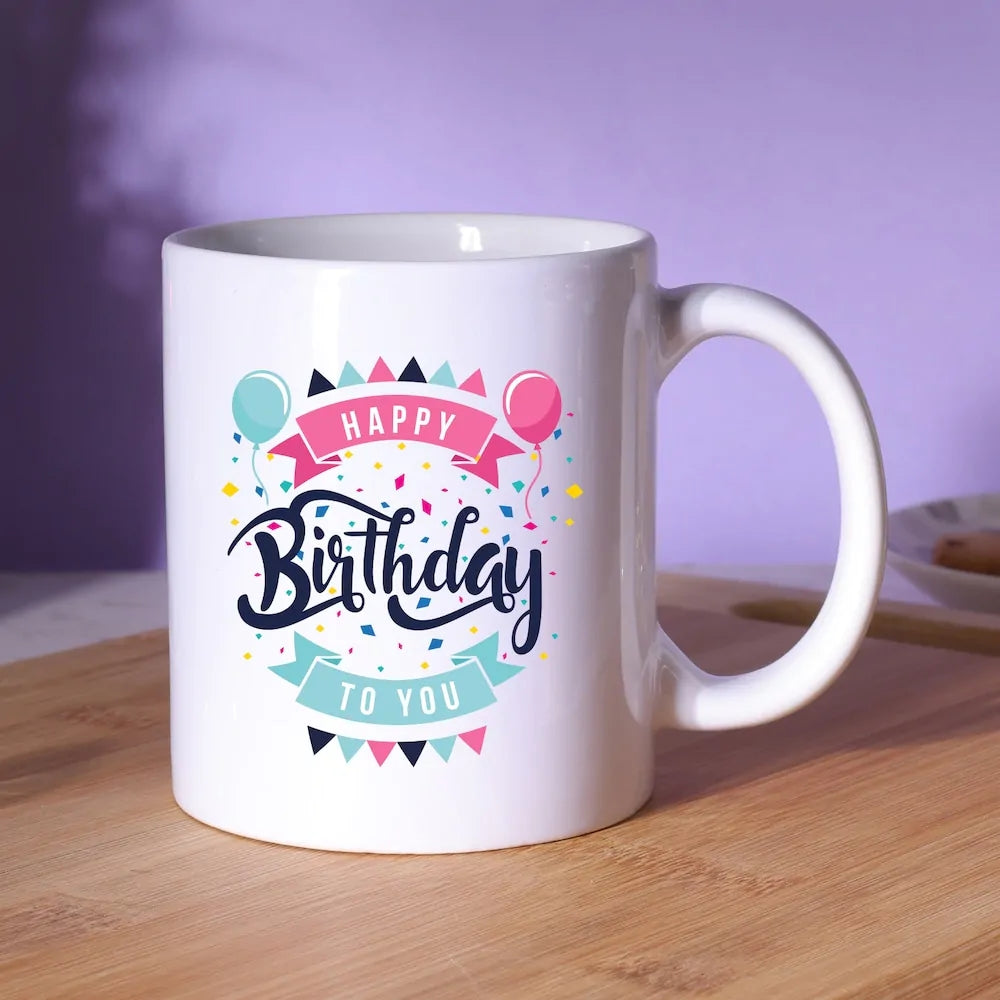 Happy Birthday White Ceramic Mug With Photo