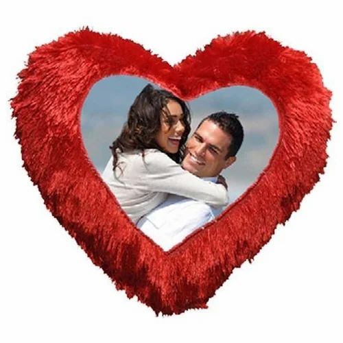 Red Heart Shape Cushion with Photo