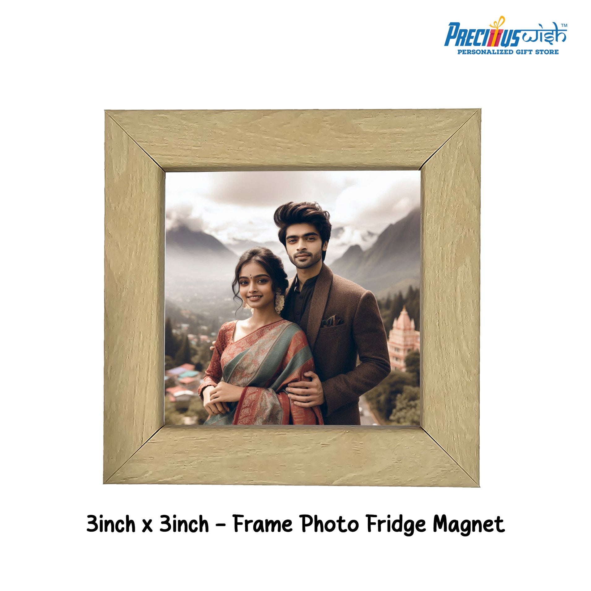 Customized 3 inch Fridge Magnet Beachwood Frame