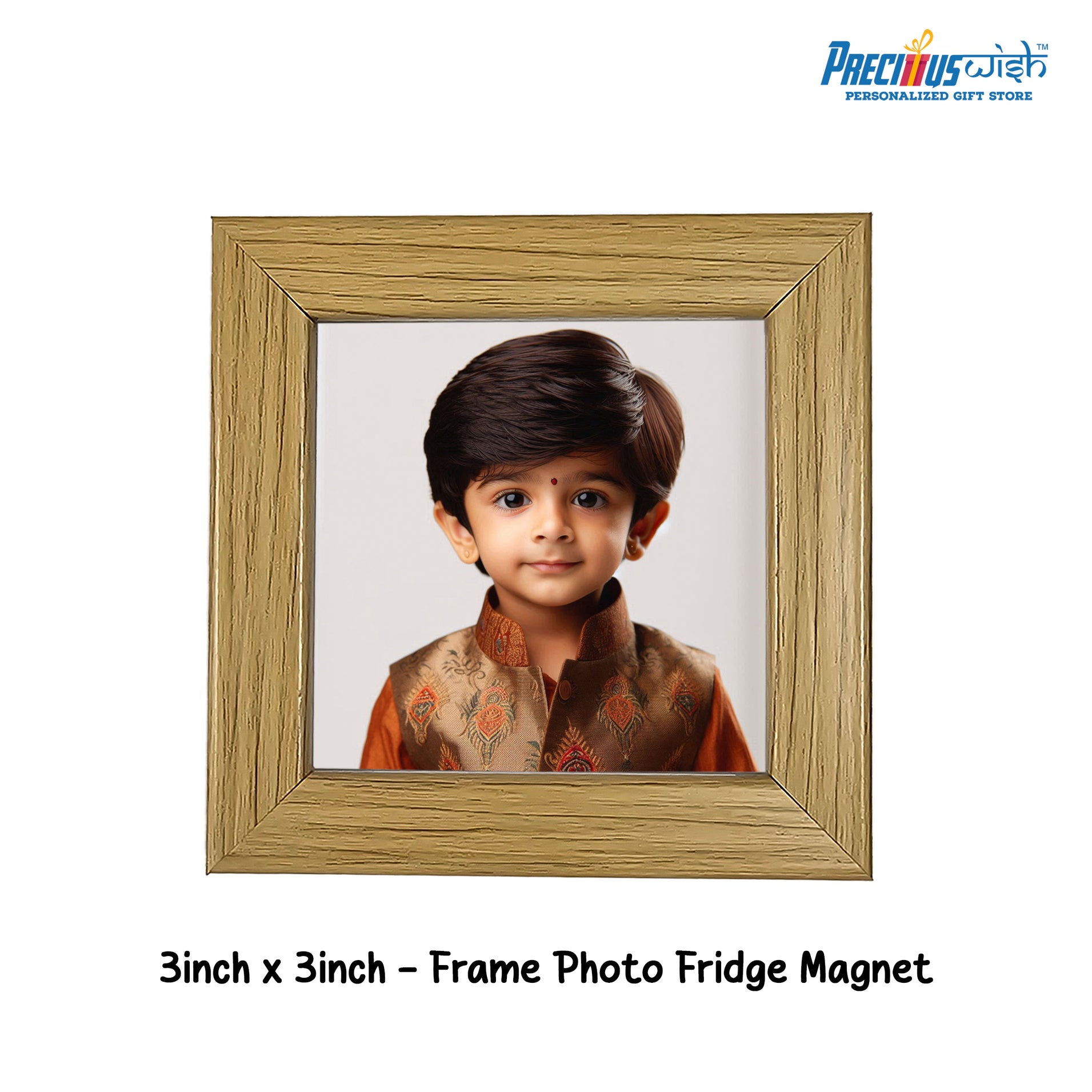 Customized 3inch Fridge Magnet Teakwood Frame