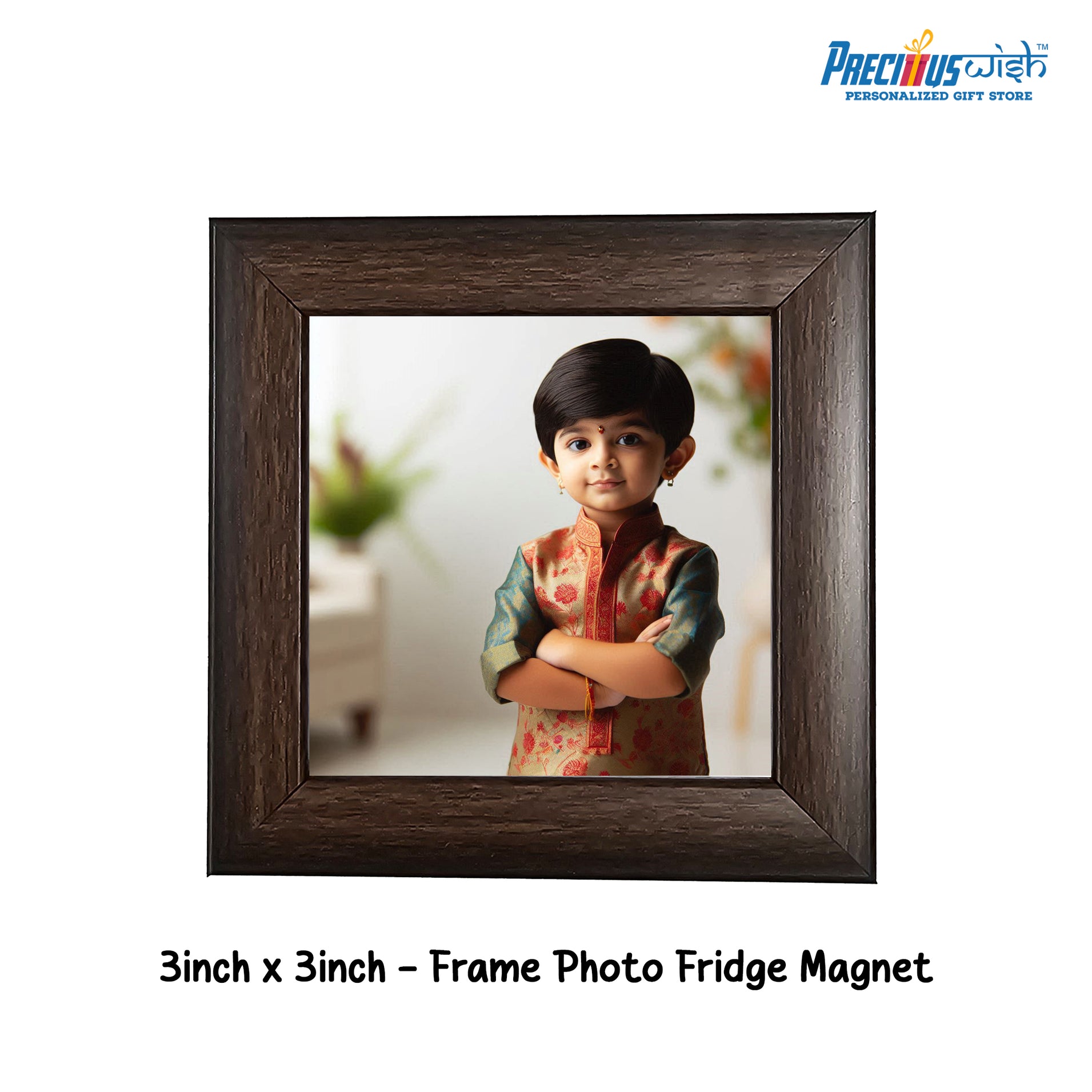 Customized 3inch Fridge Magnet Walnutwood Frame