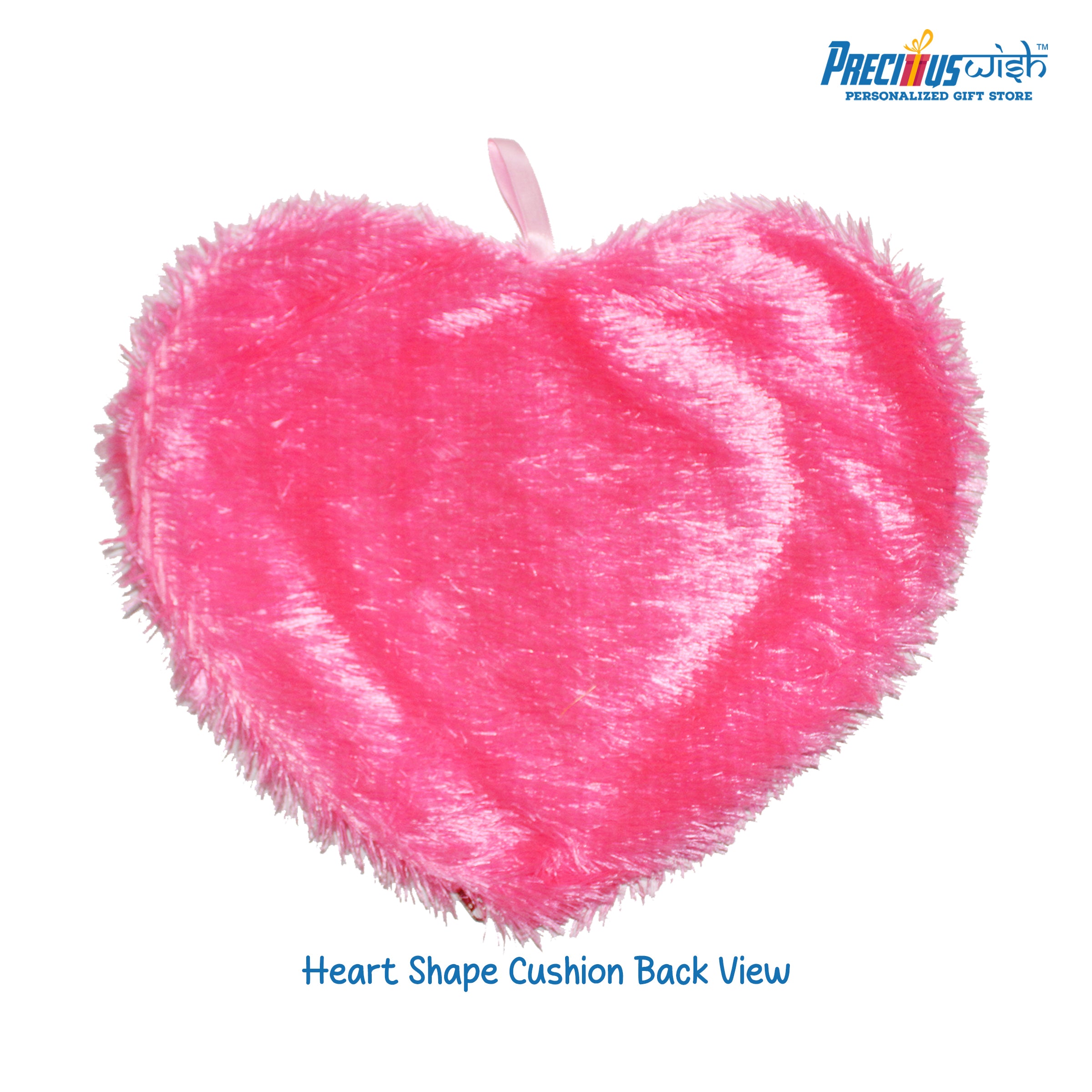 Customized Heart Shaped Furr Cushion - Pink Color