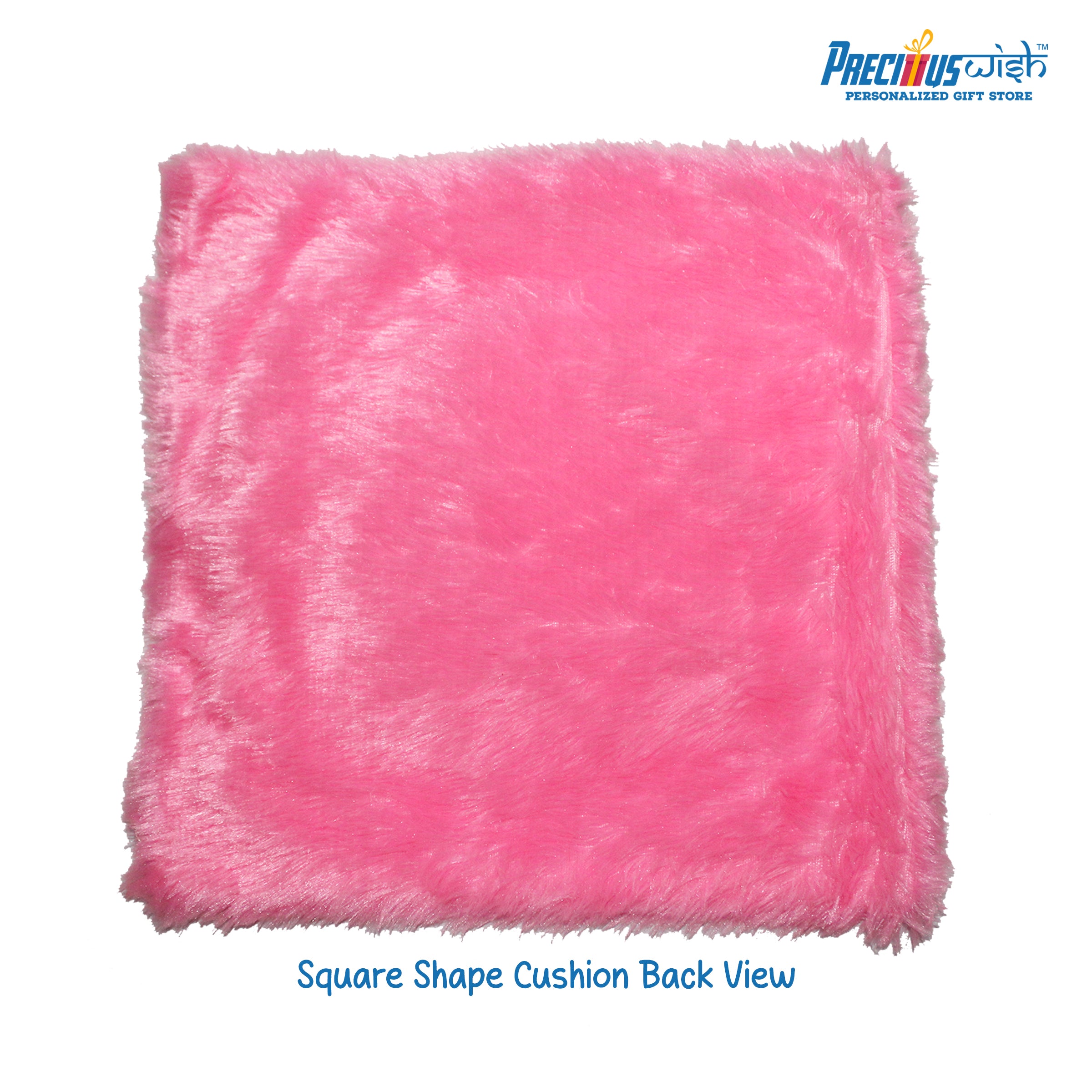 Customized Square Shaped Furr Cushion - Pink Color