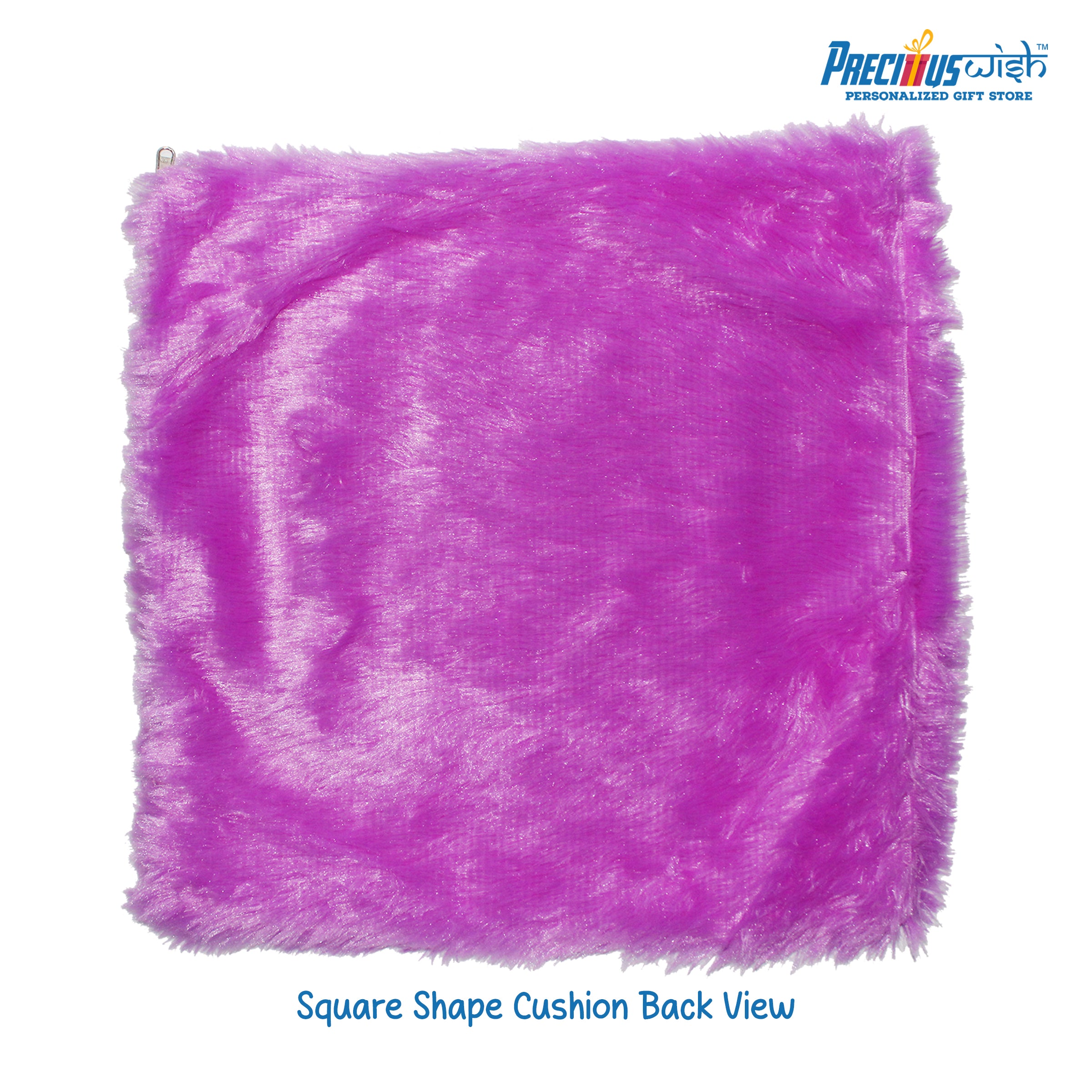 Customized Square Shaped Furr Cushion - Purple Color
