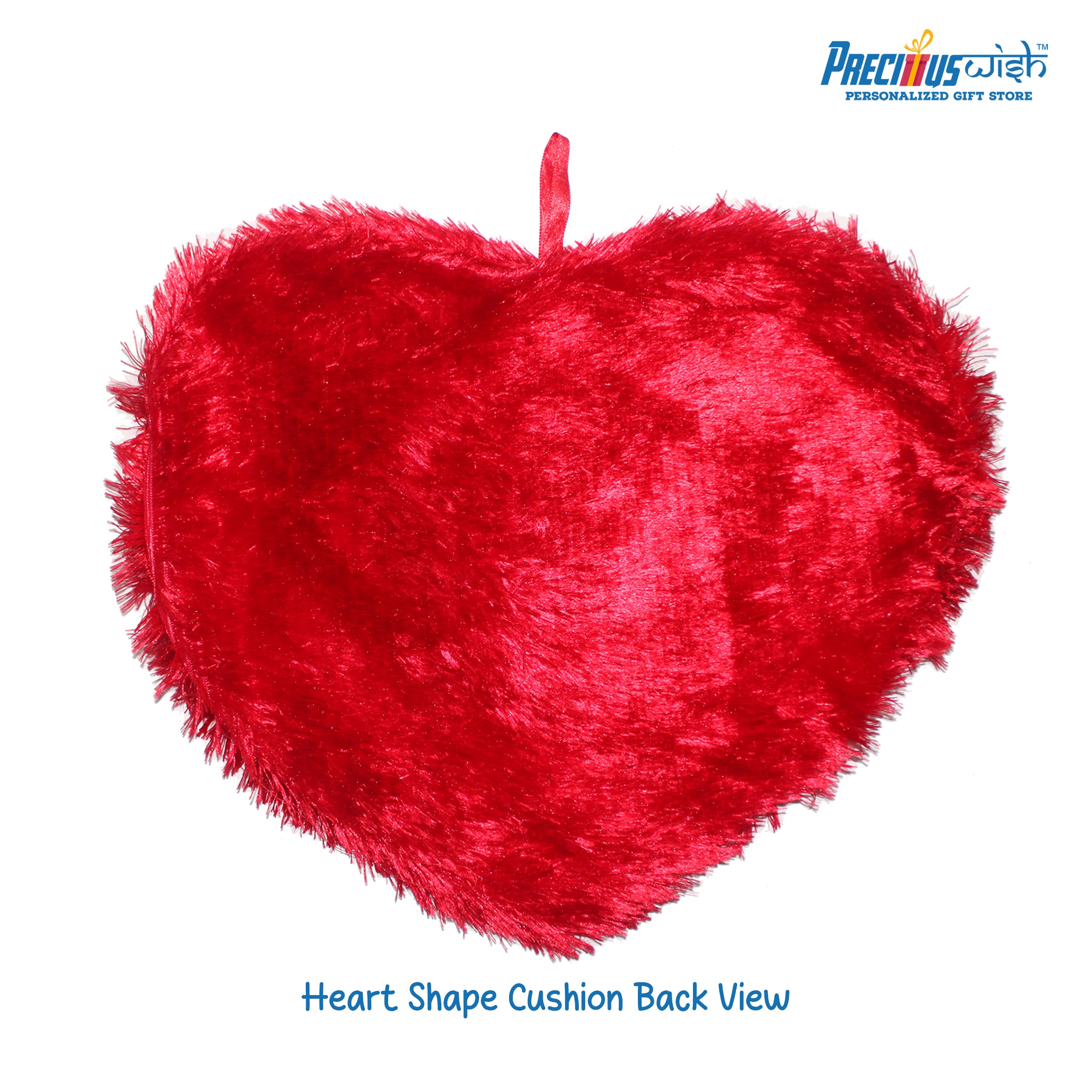 Customized Heart Shaped Furr Cushion - Red Color