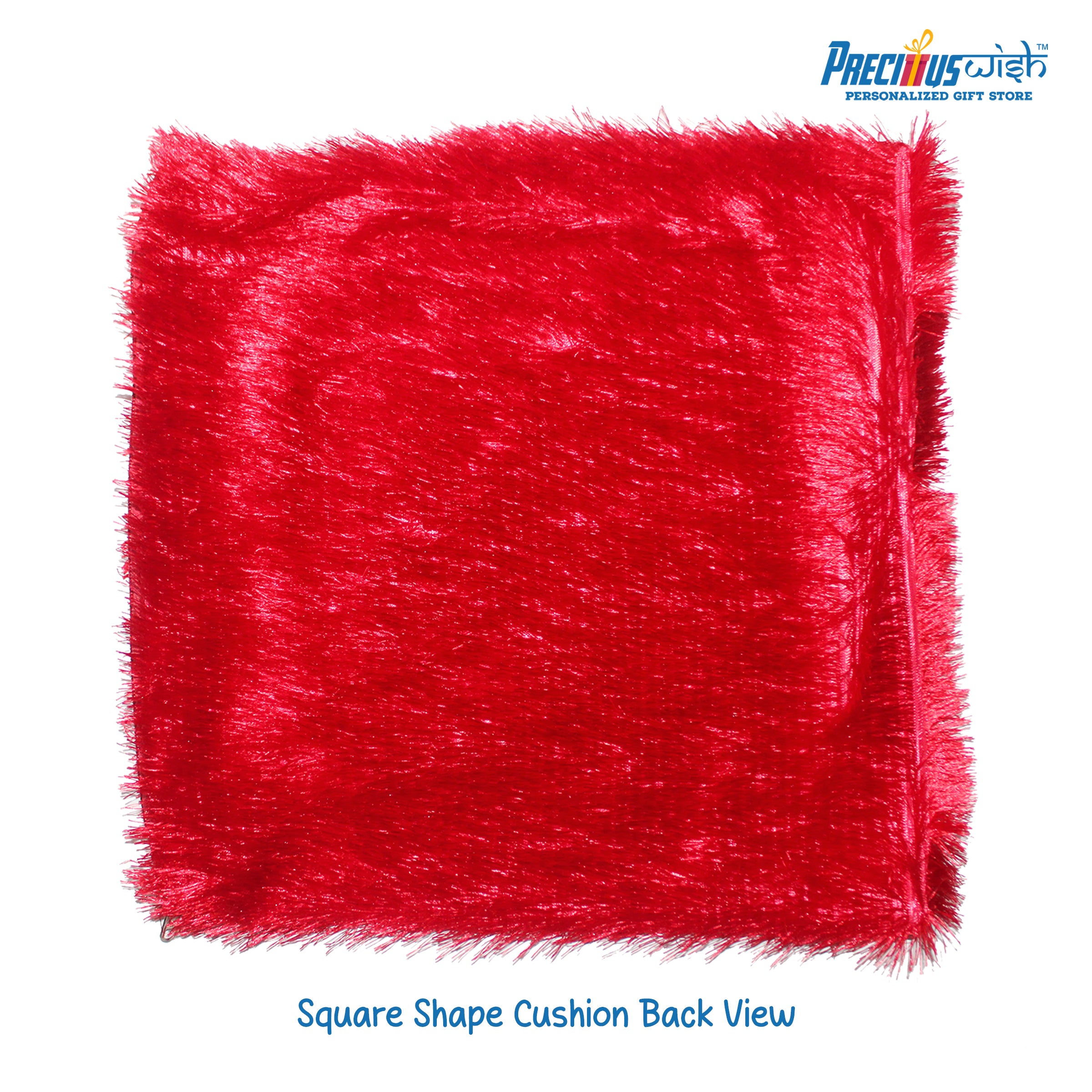 Customized Square Shaped Furr Cushion - Red Color
