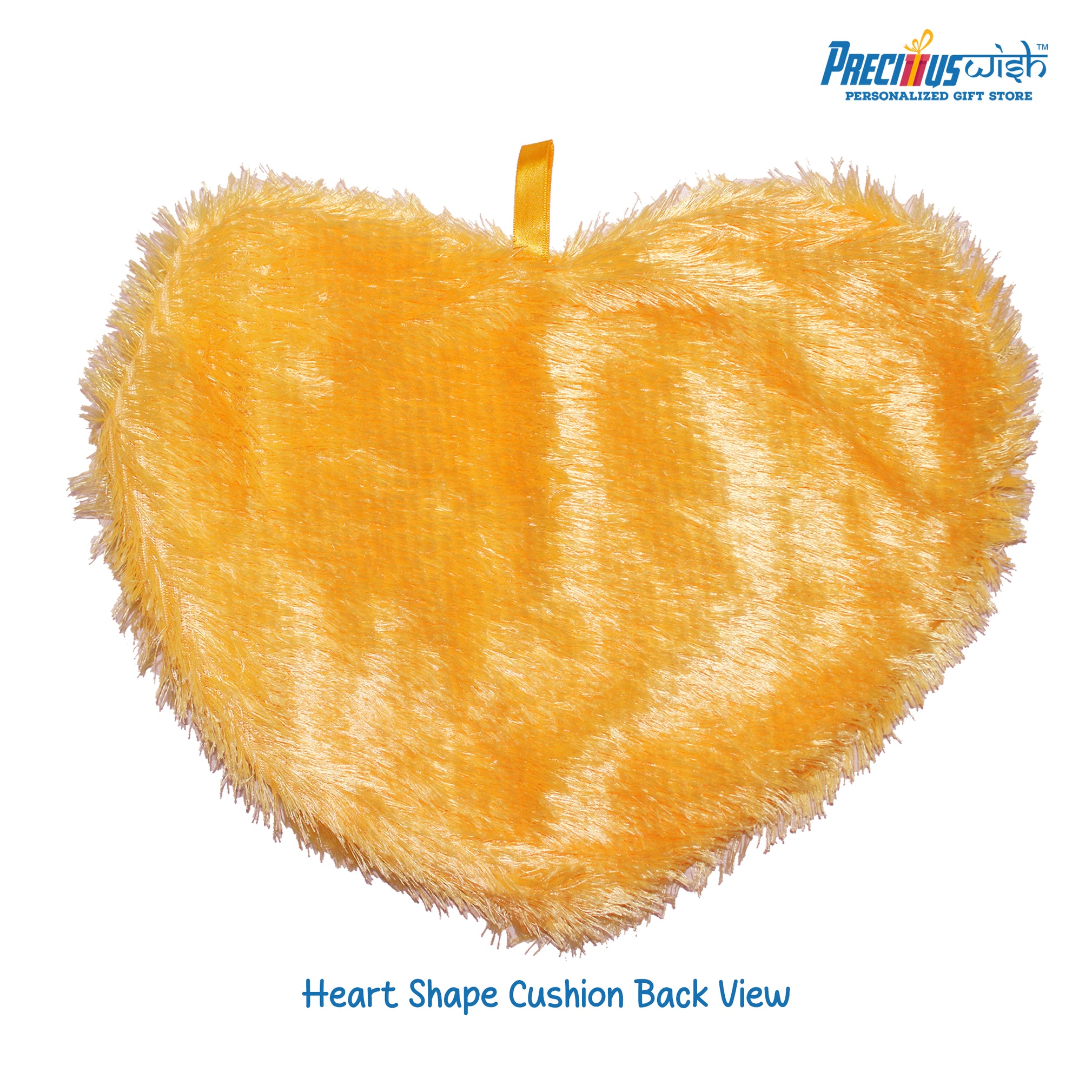 Customized Heart Shaped Furr Cushion - Yellow Color