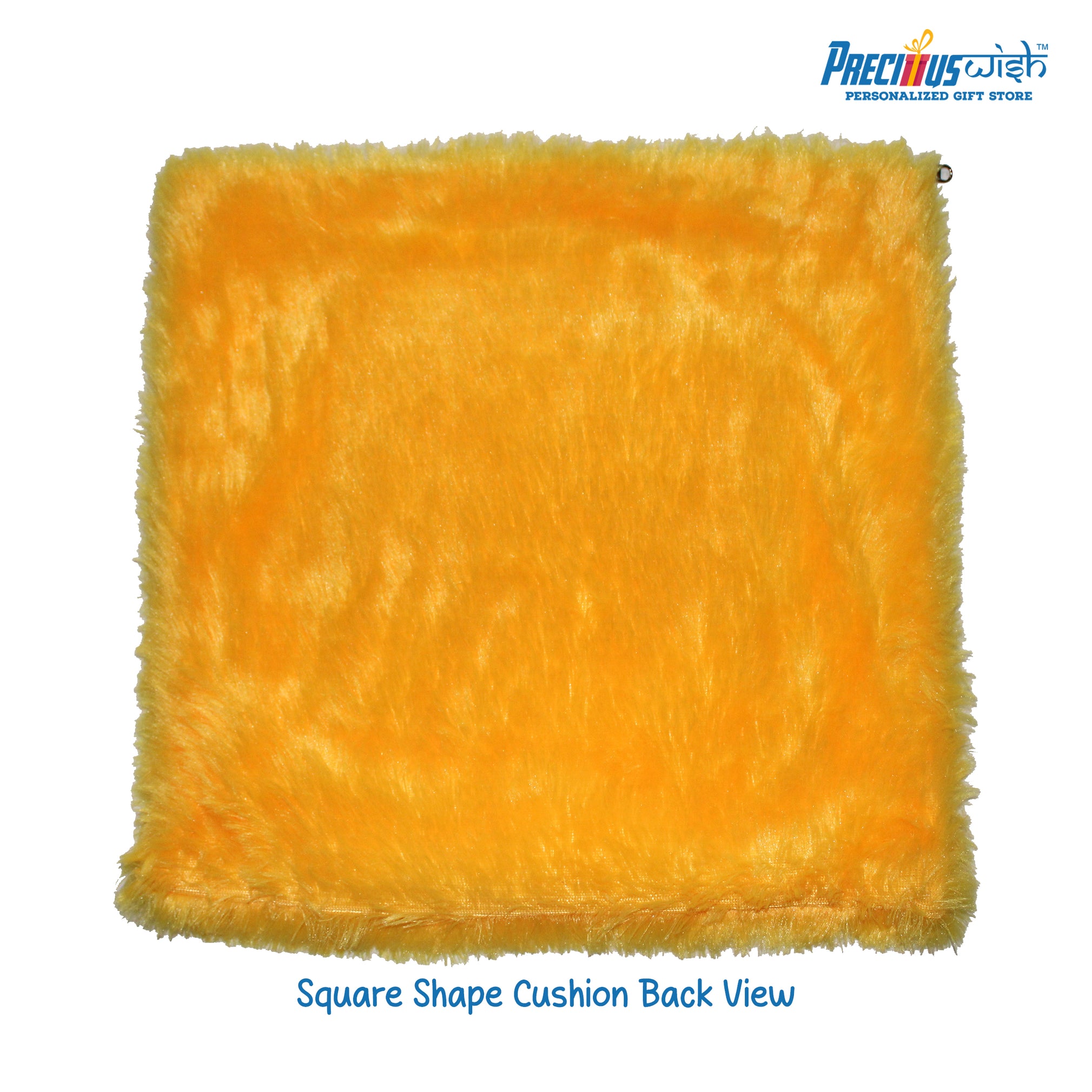 Customized Square Shaped Furr Cushion - Yellow Color