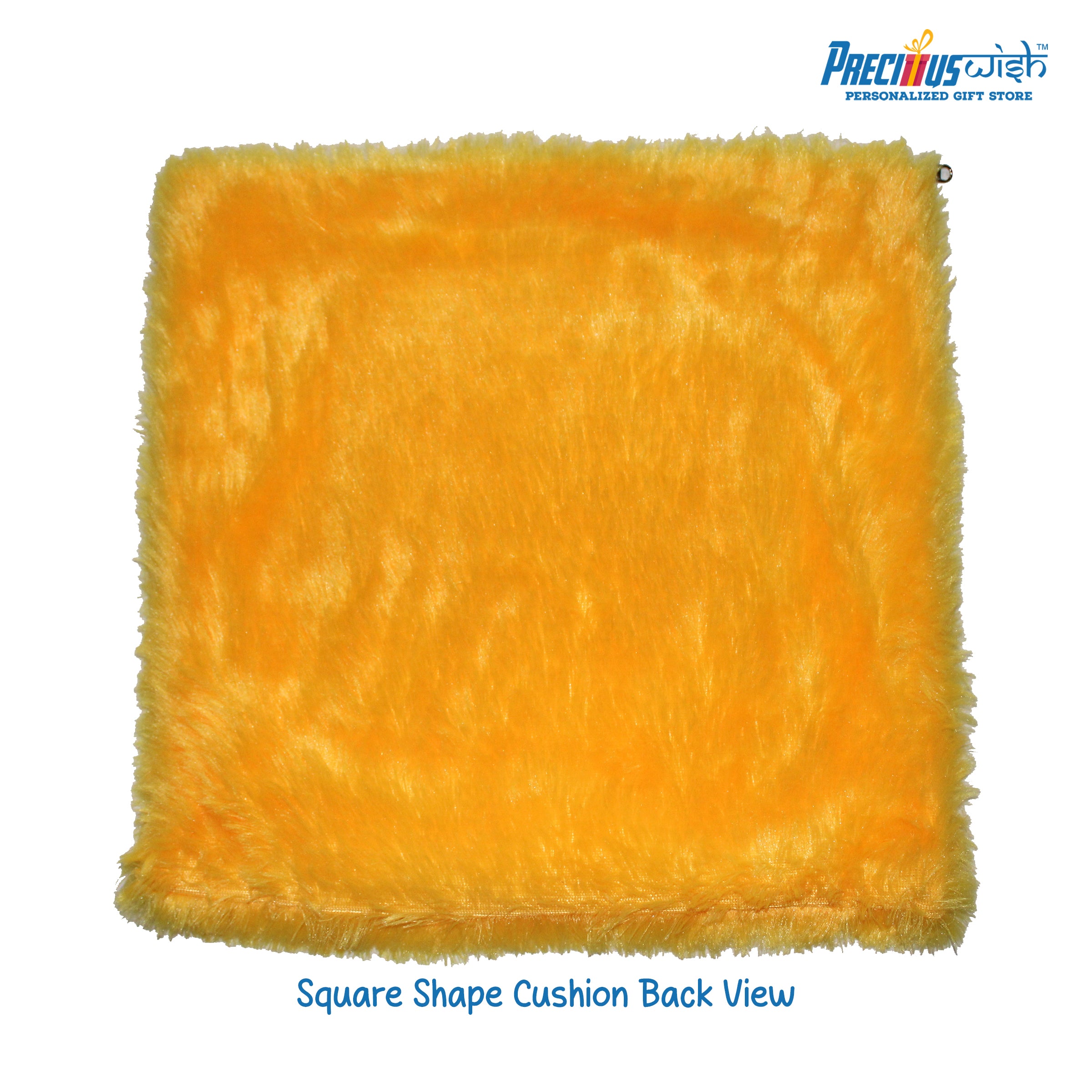 Customized Square Shaped Furr Cushion - Yellow Color
