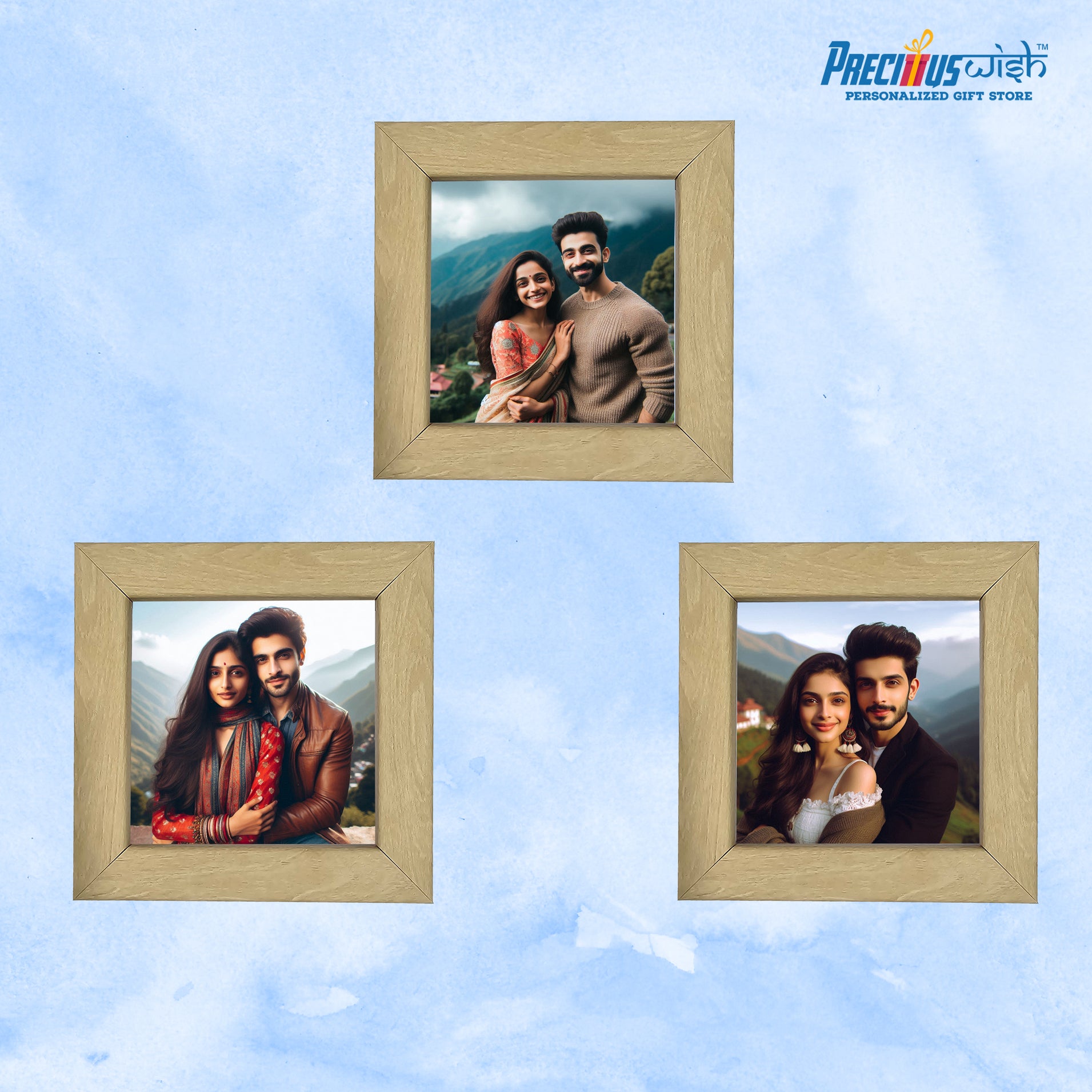 Customized 3 inch Fridge Magnet Beachwood Frame