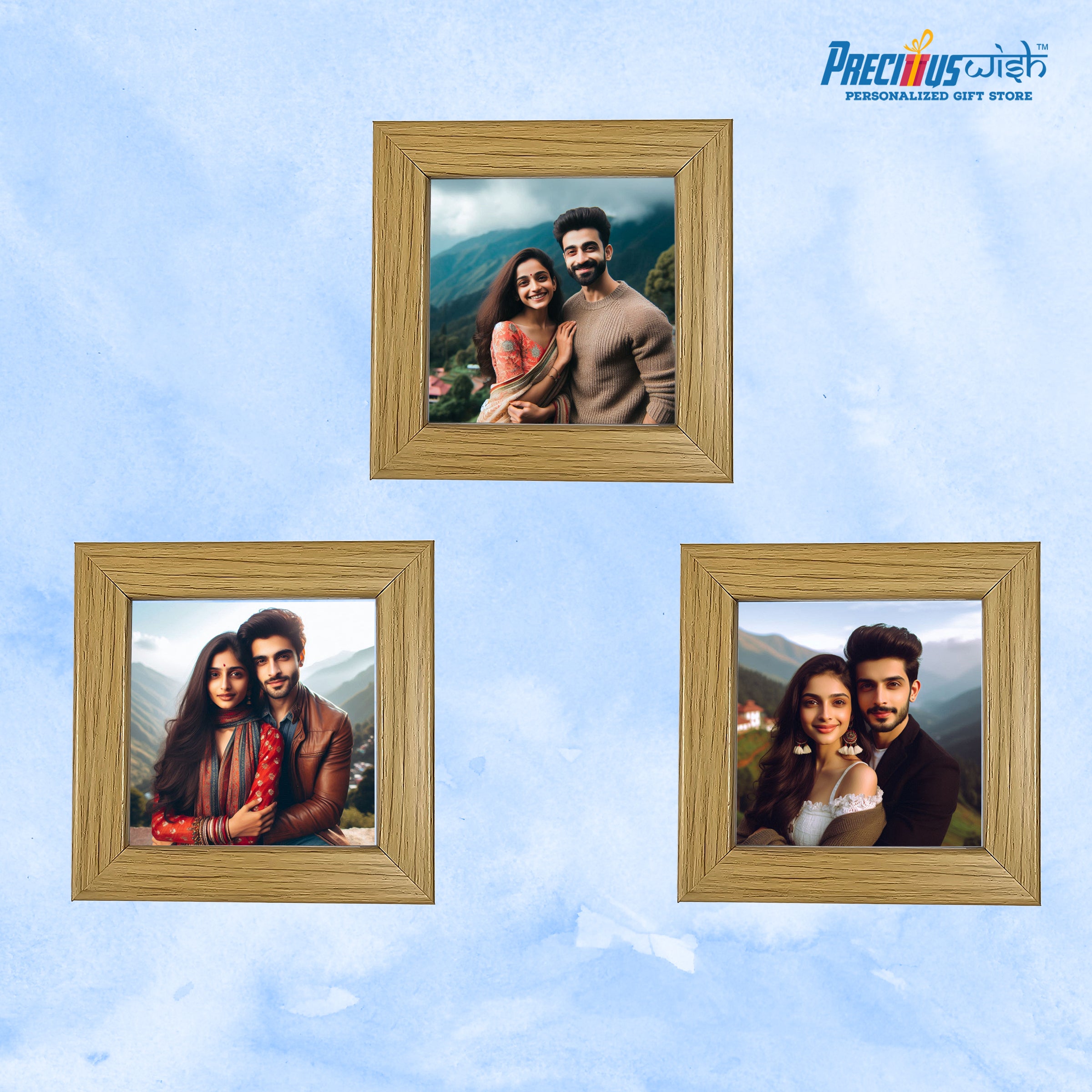 Customized 3inch Fridge Magnet Teakwood Frame