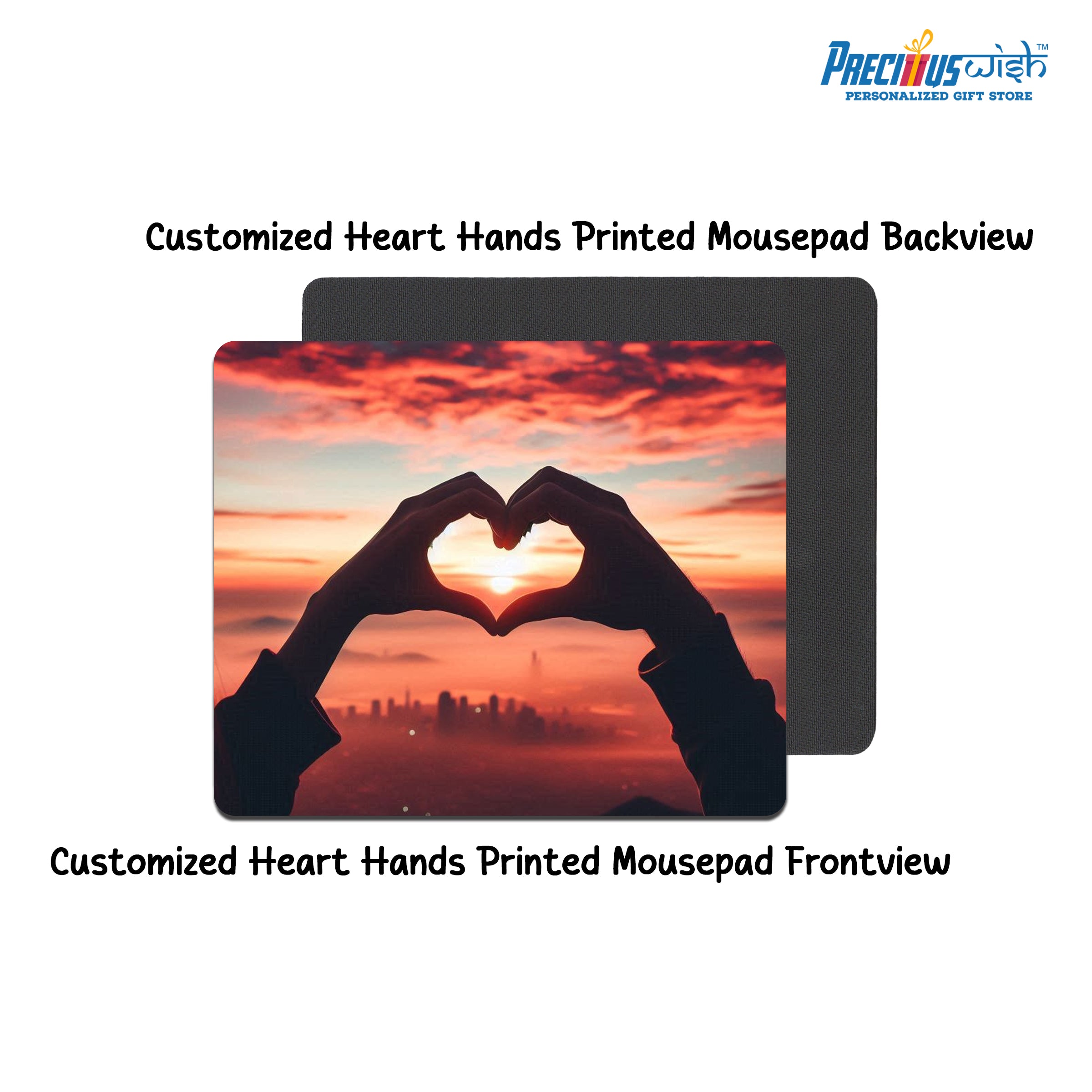Customized Heart Hands Printed Mouse_Pad