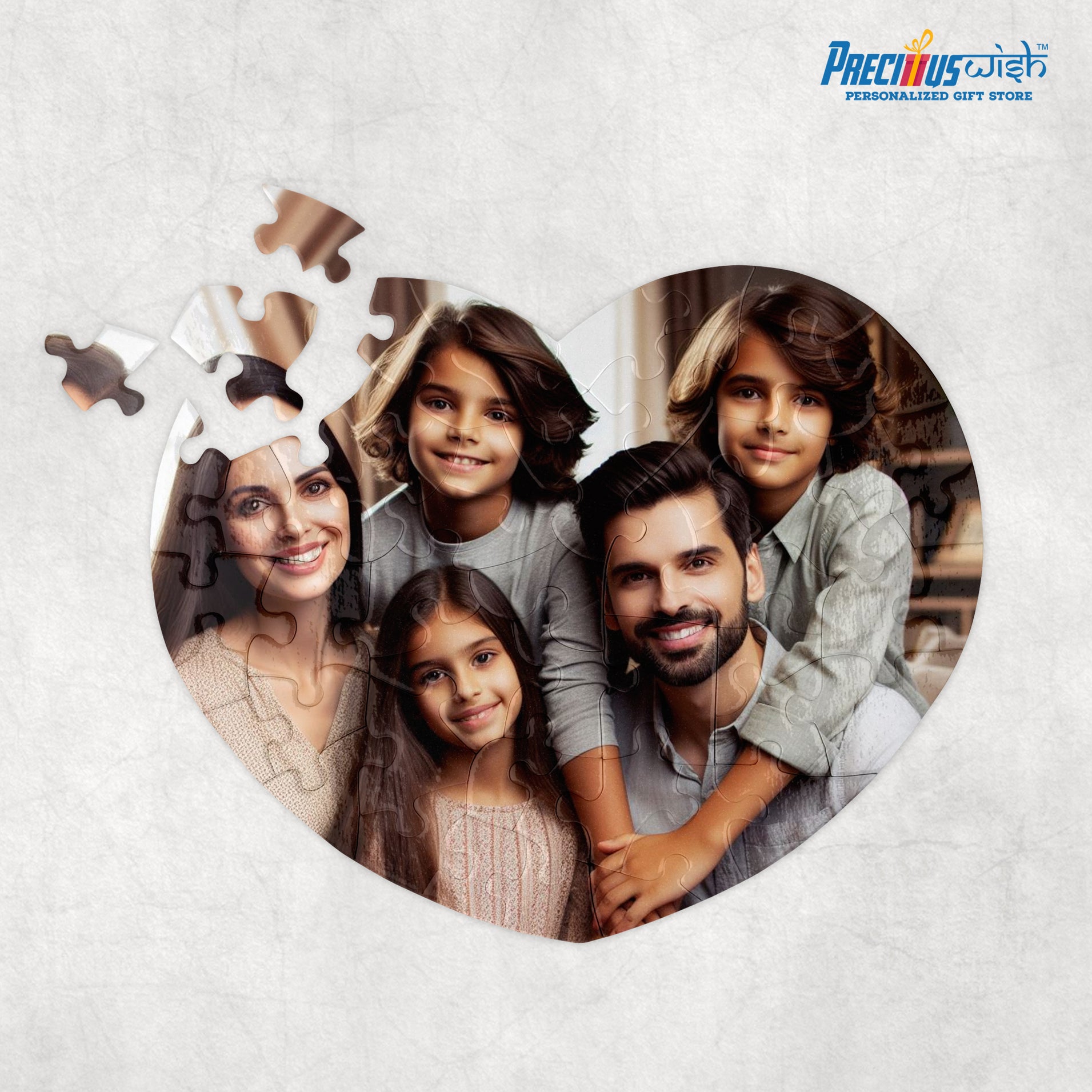 Customized Jigsaw Puzzle With Family Photo Heart Shape