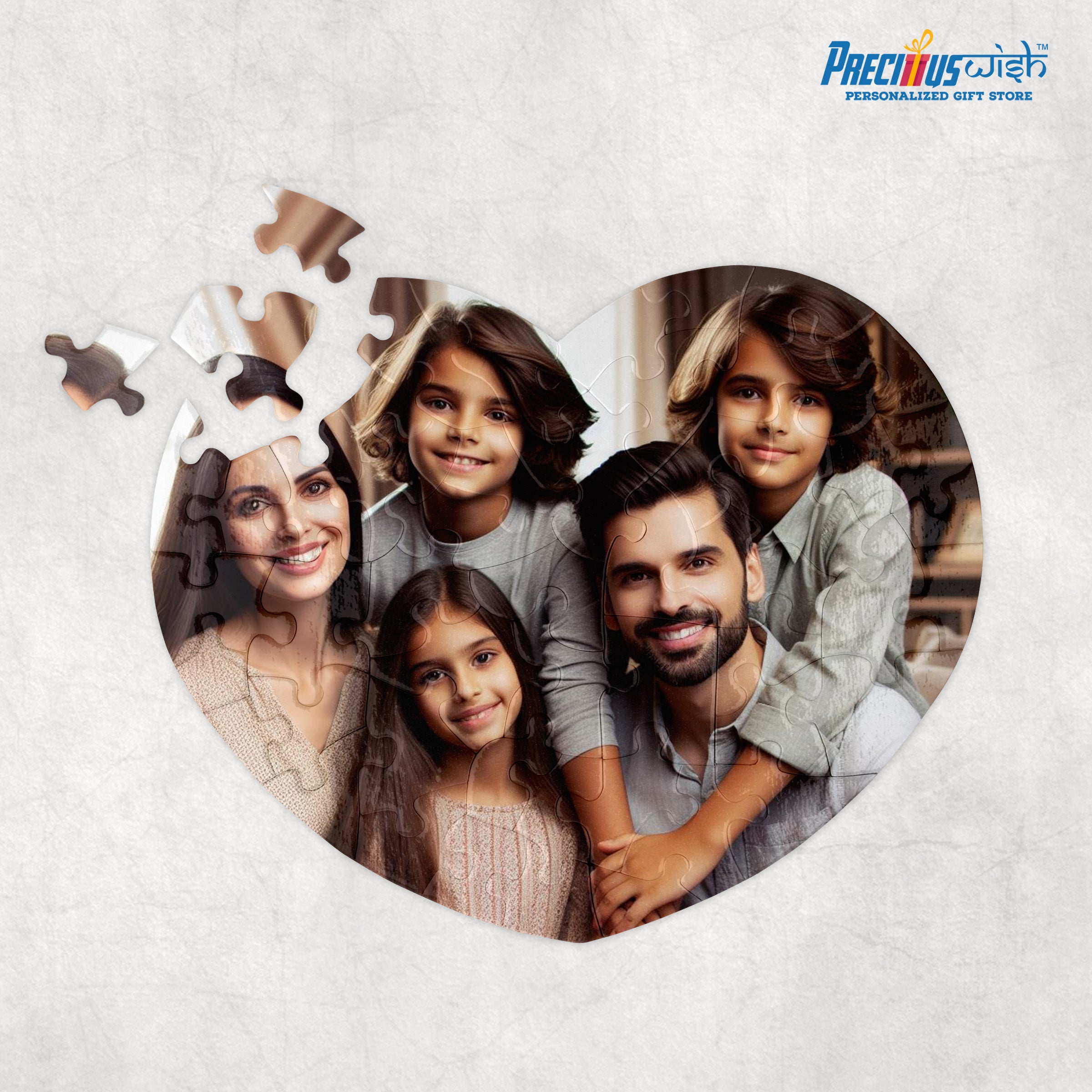 Customized Jigsaw Puzzle With Family Photo Heart Shape