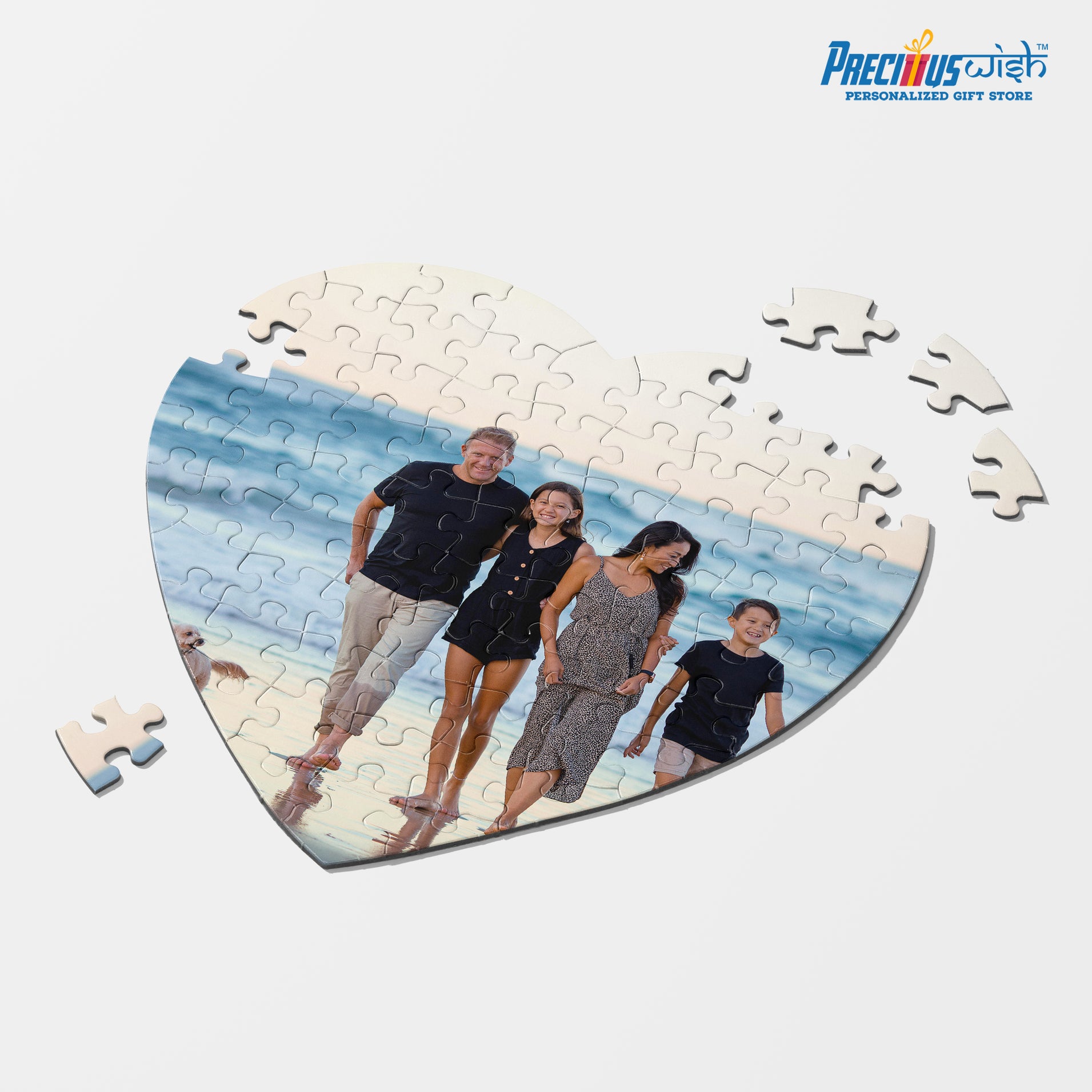 Customized Jigsaw Puzzle With Family Photo Heart Shape
