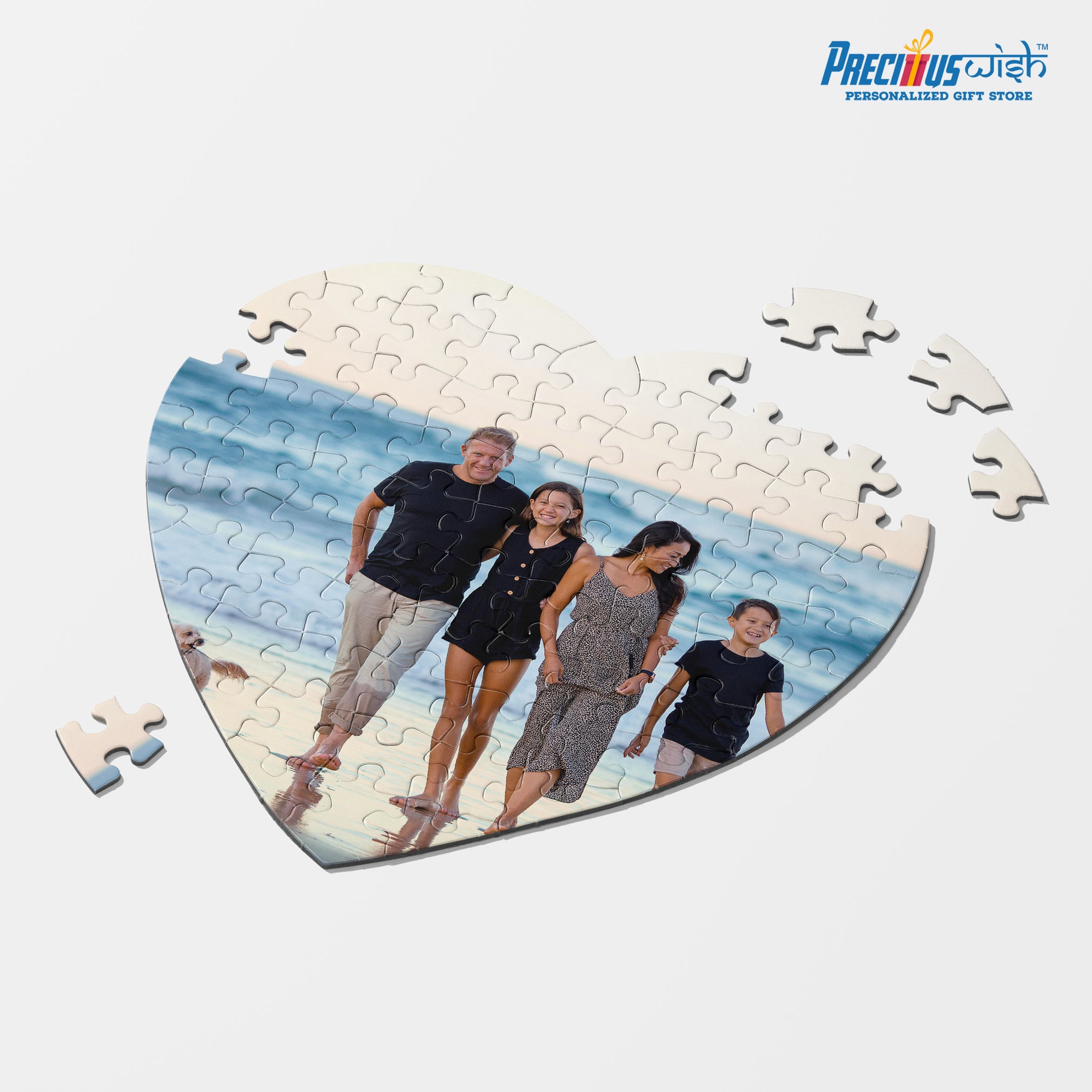 Customized Jigsaw Puzzle With Family Photo Heart Shape