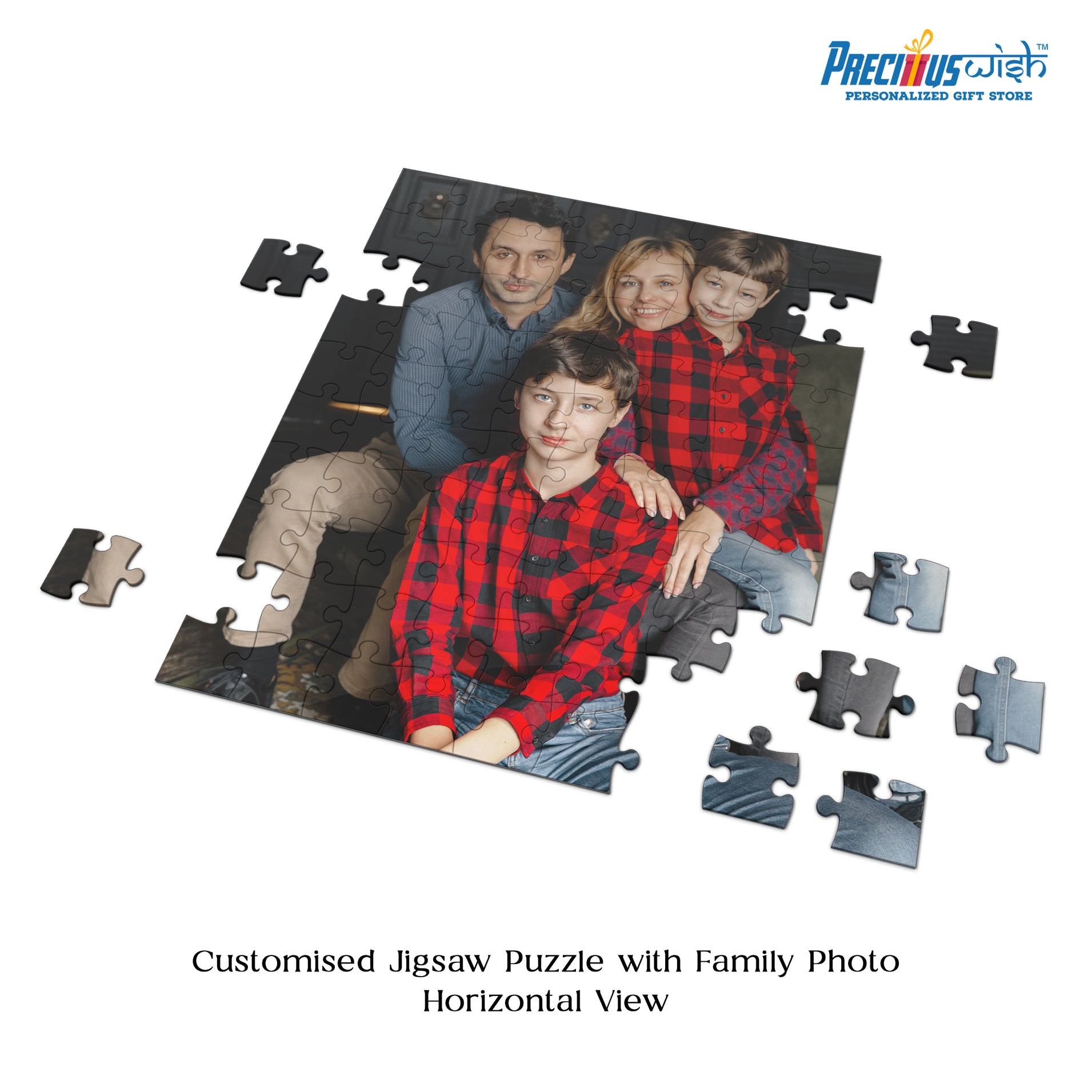 Customized Jigsaw Puzzle With Family Photo Rectangle Horizontal