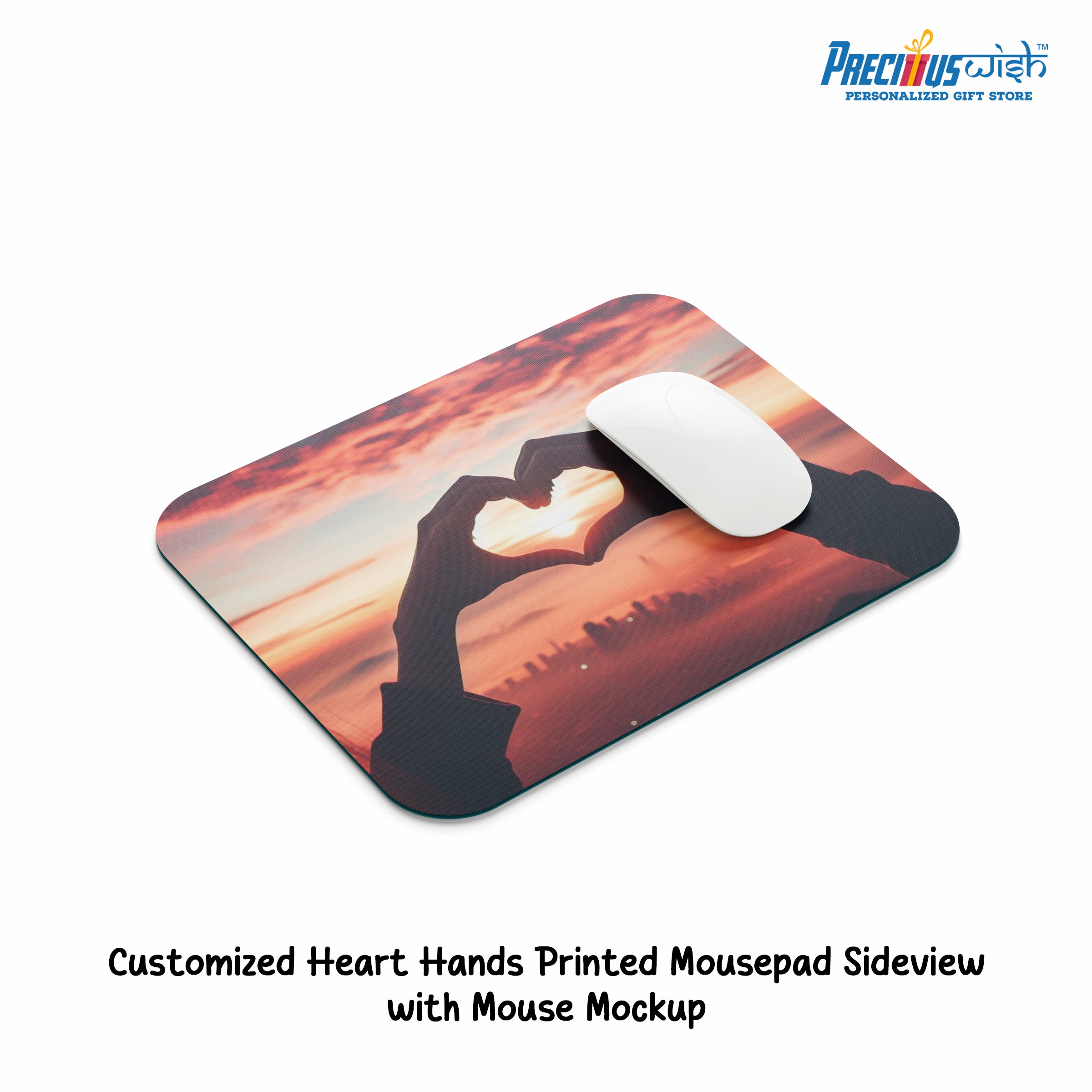 Customized Heart Hands Printed Mouse_Pad