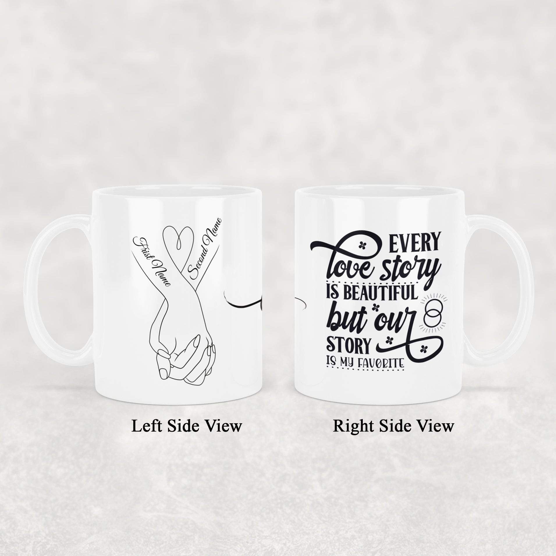 Personalized Couple Holding Hand with Quote Mug