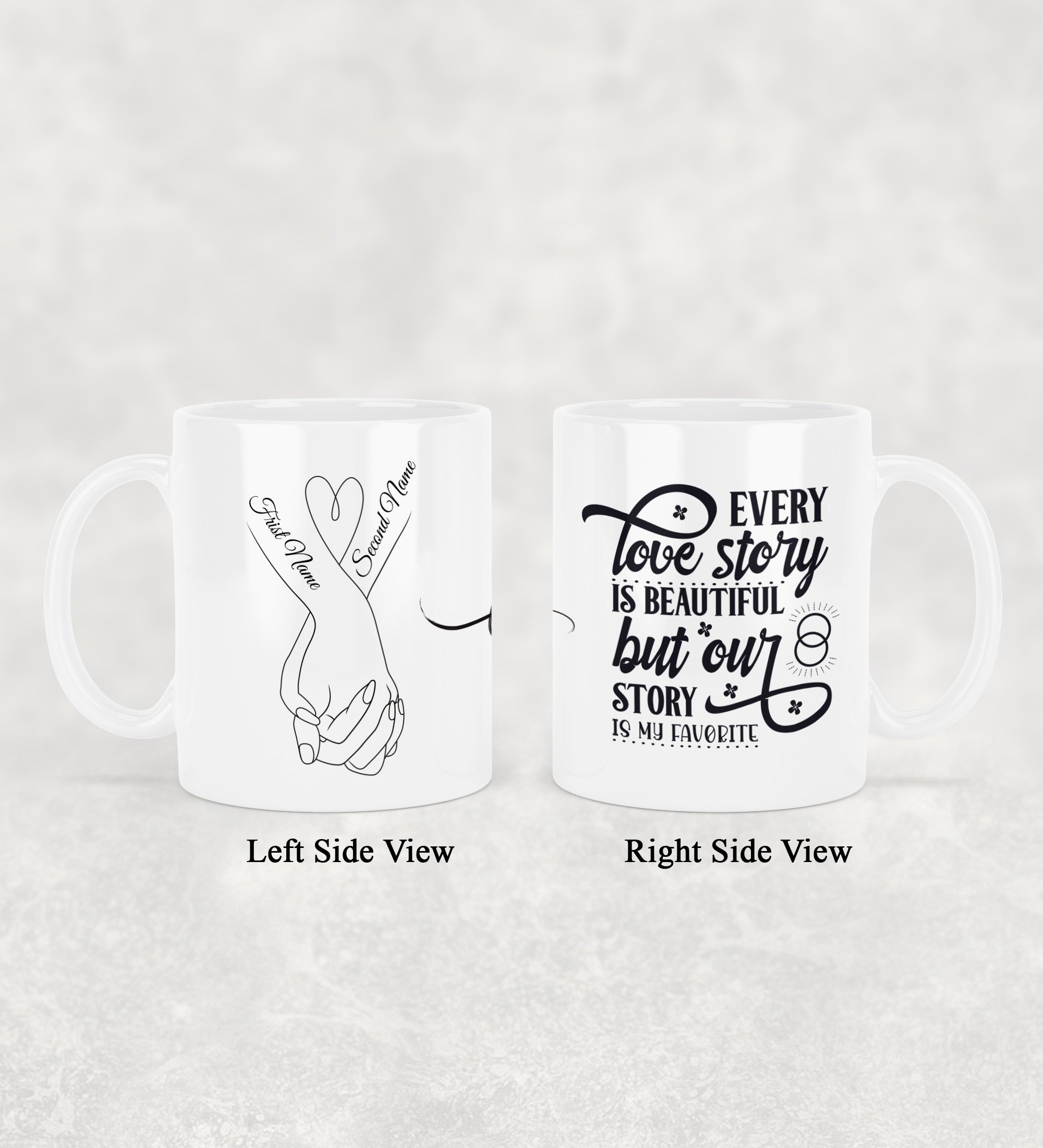 Personalized Couple Holding Hand with Quote Mug