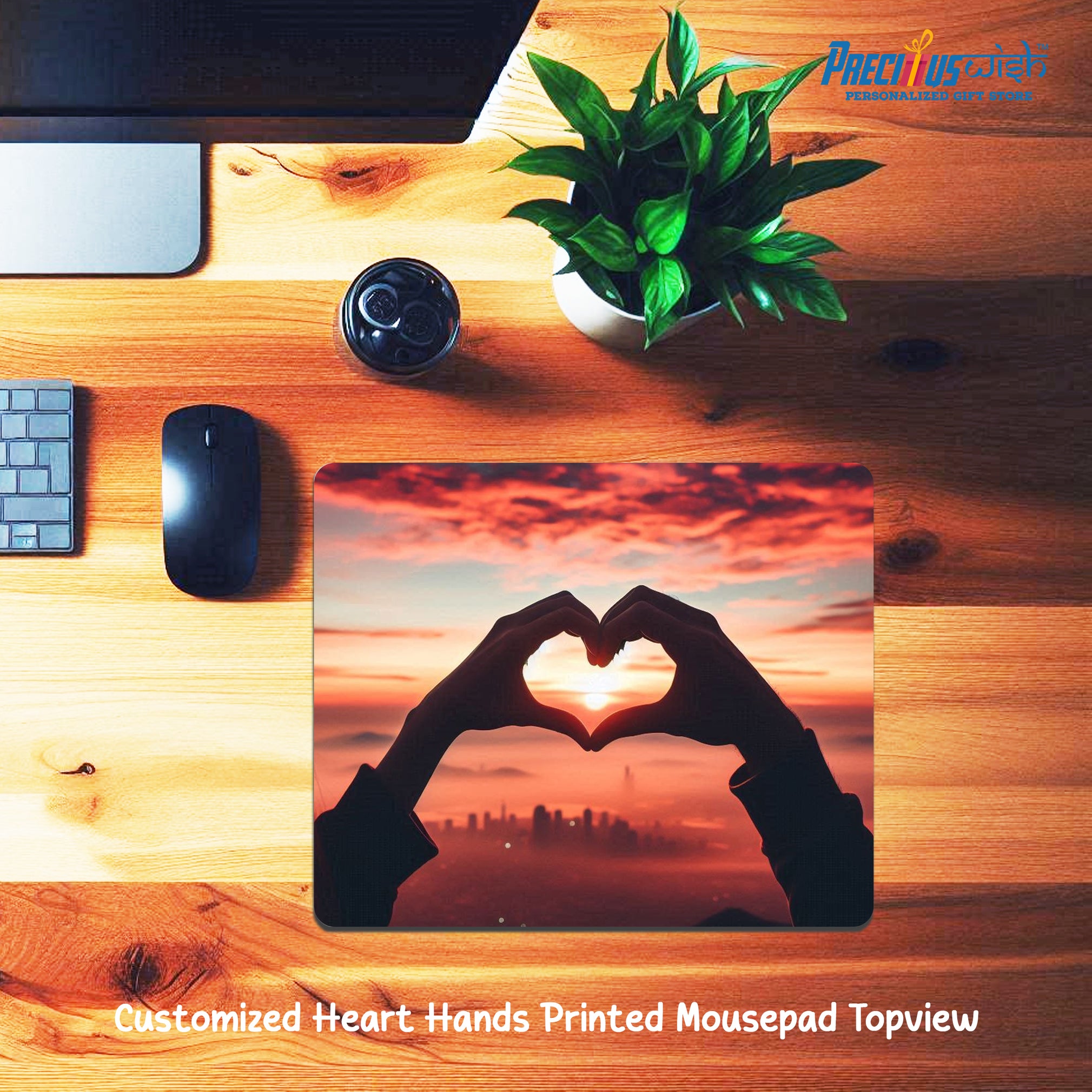 Customized Heart Hands Printed Mouse_Pad