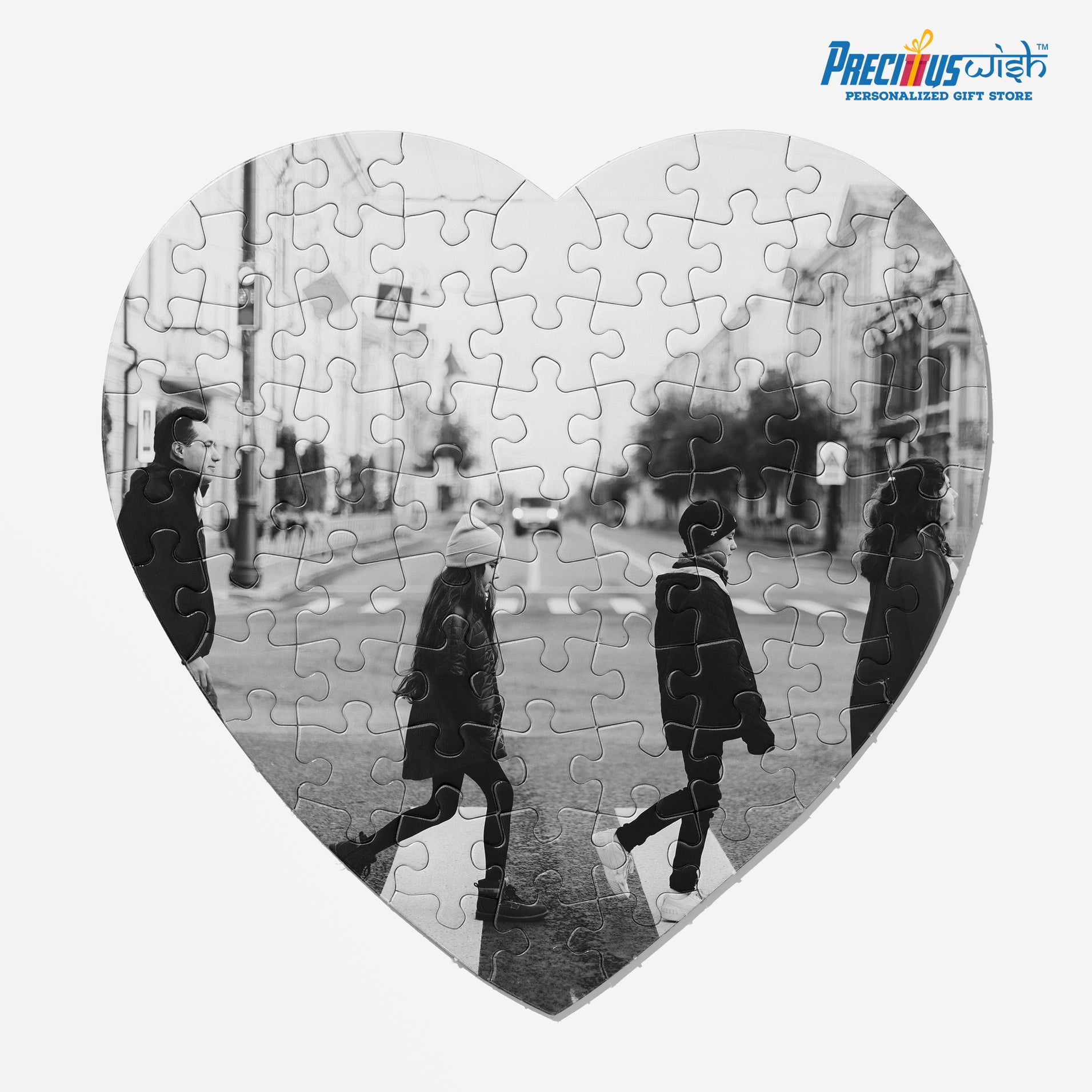 Customized Jigsaw Puzzle With Family Photo Heart Shape