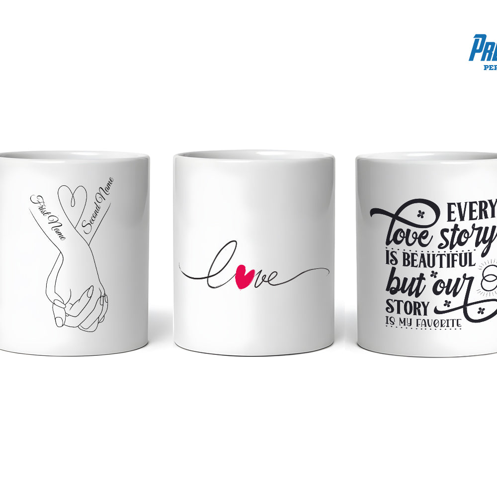 Personalized Couple Holding Hand with Quote Mug