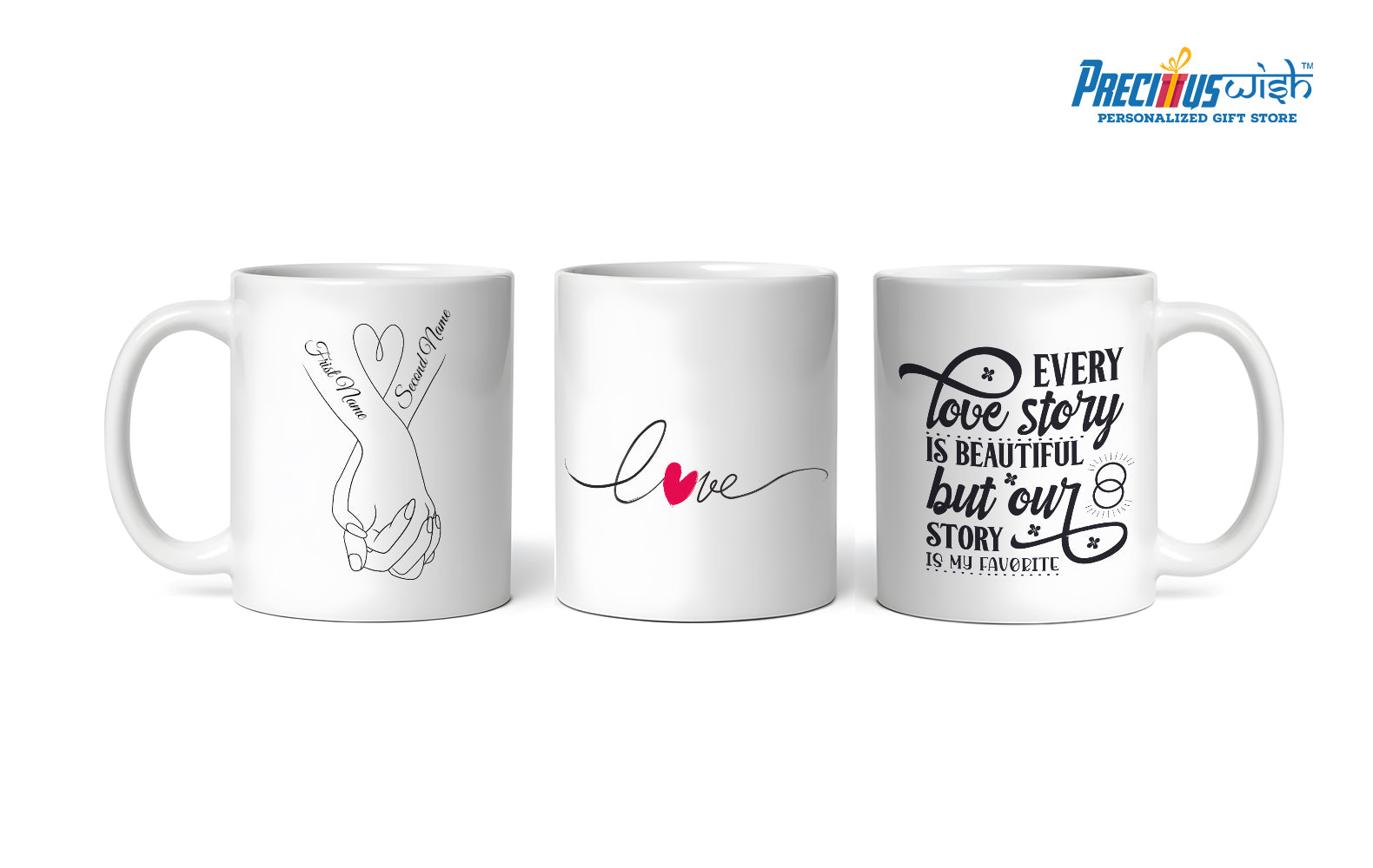 Personalized Couple Holding Hand with Quote Mug