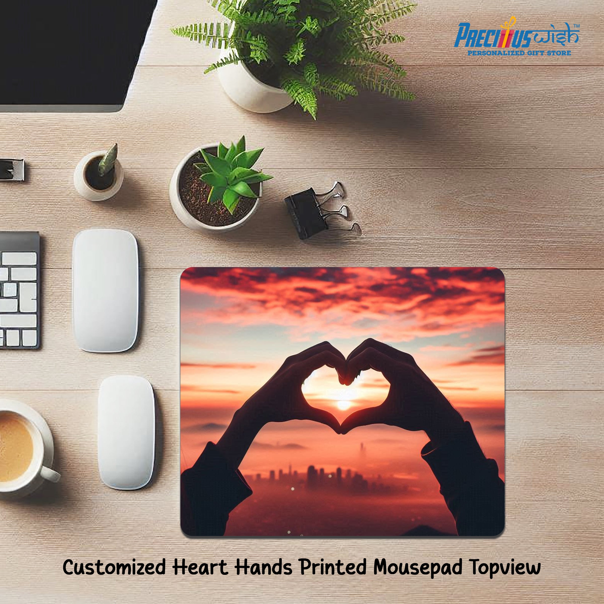 Customized Heart Hands Printed Mouse_Pad