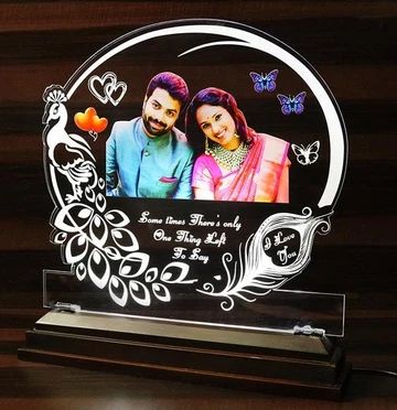 Personalized Round Shape Peacock Acrylic Frame