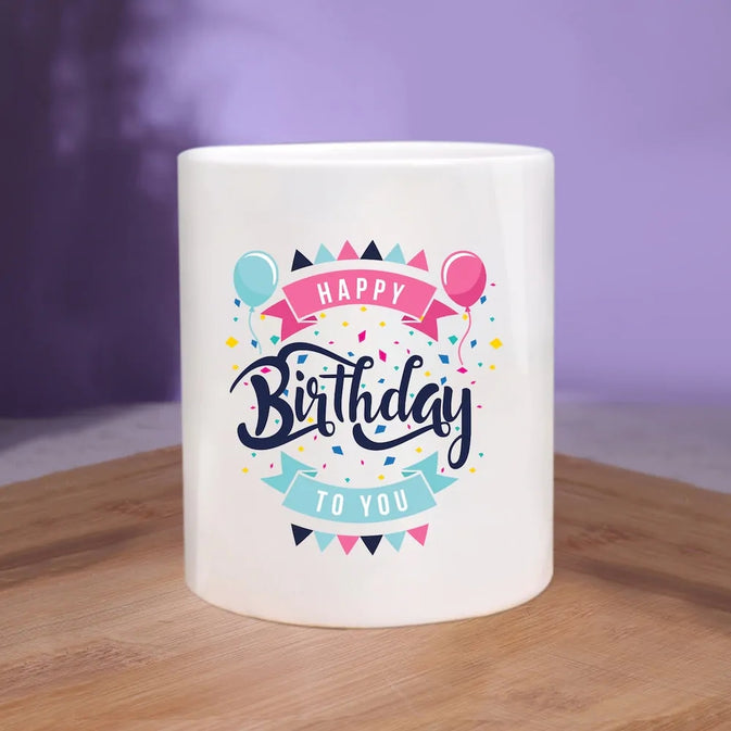 Happy Birthday White Ceramic Mug With Photo