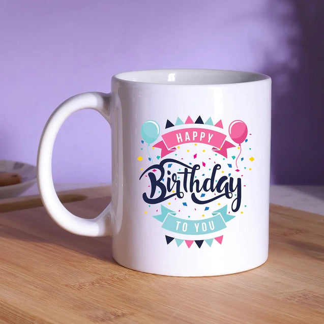 Happy Birthday White Ceramic Mug With Photo