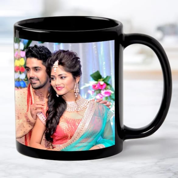 Customized Black Patch Mug with Photo