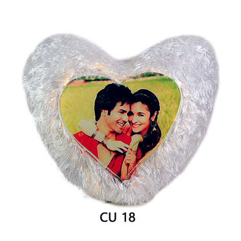 Red Heart Shape Cushion with Photo