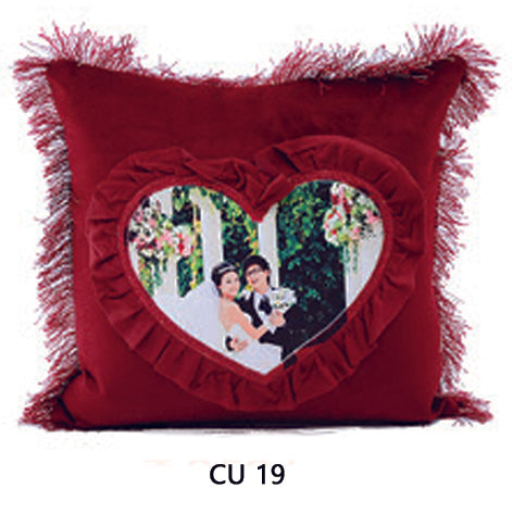 Red Heart Shape Cushion with Photo