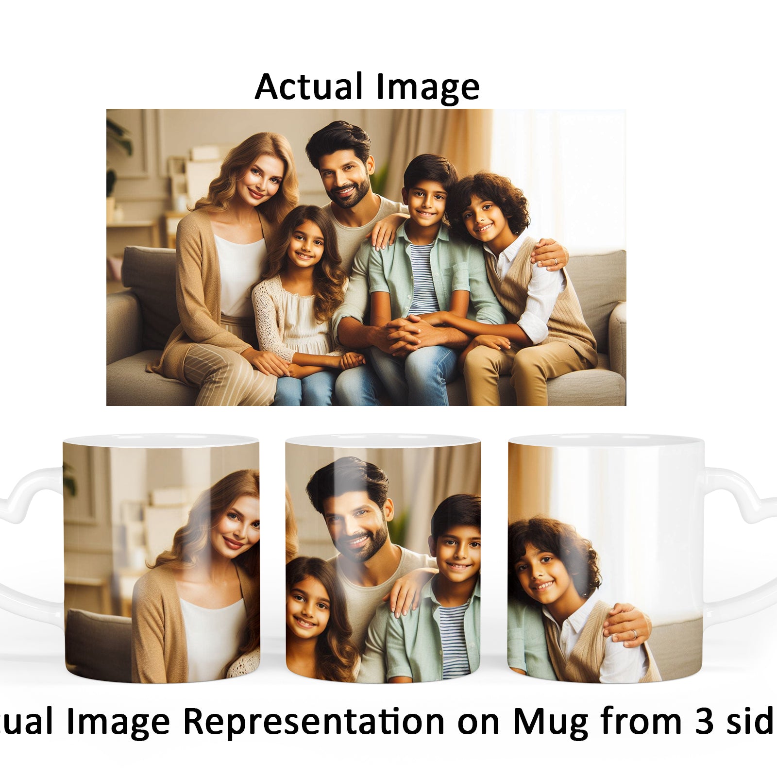 Personalized Image with Heart Handle White Mug