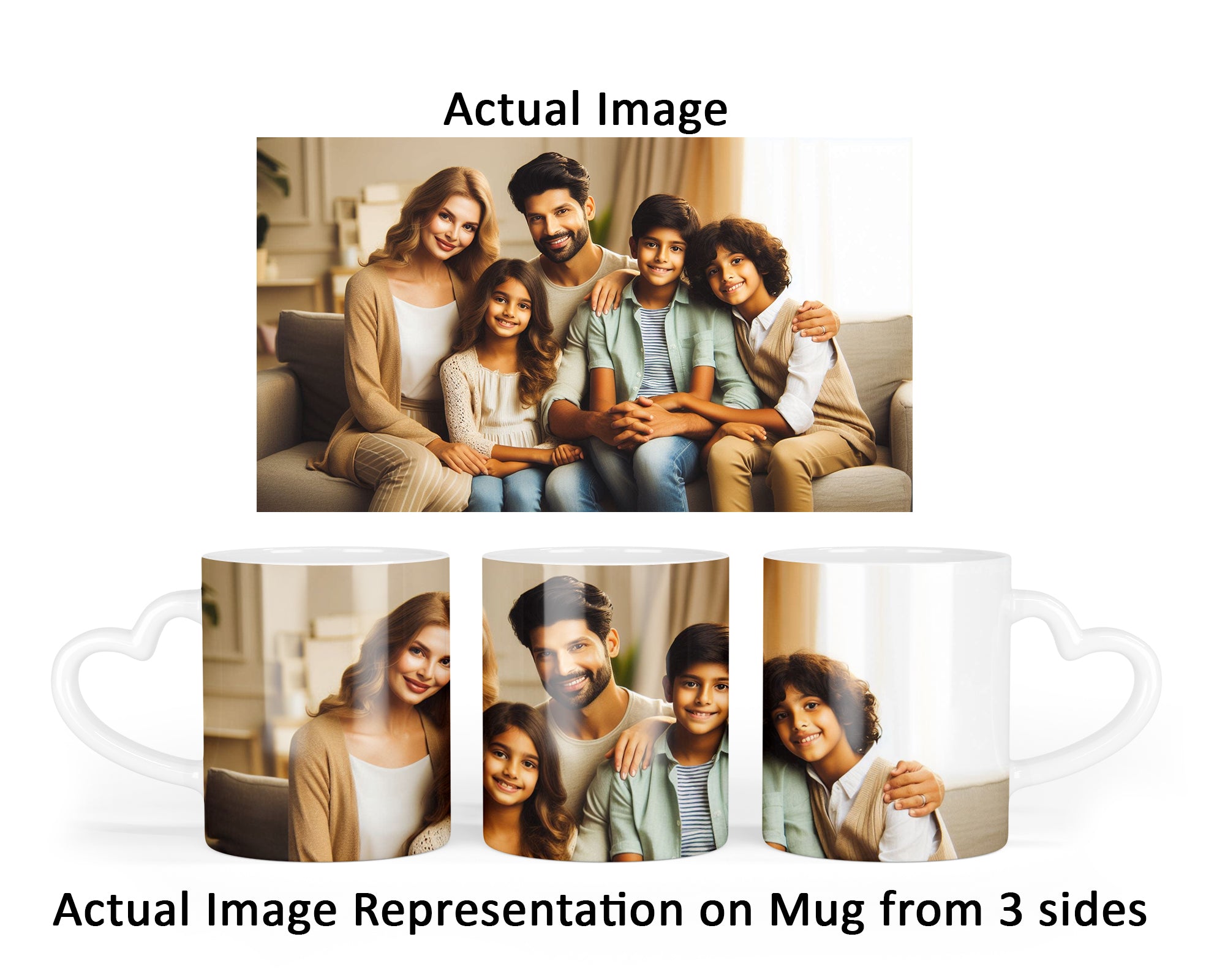 Personalized Image with Heart Handle White Mug