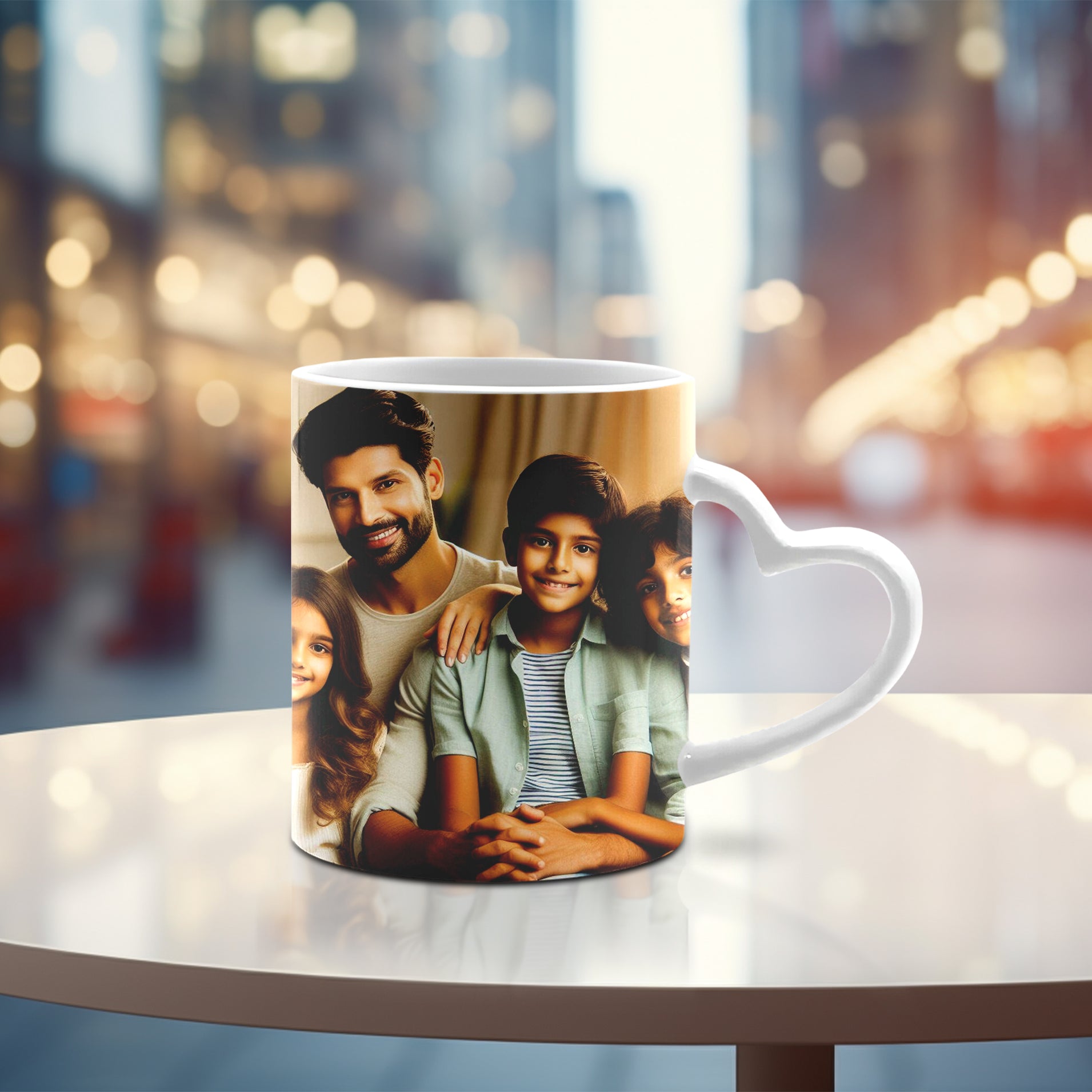 Personalized Image with Heart Handle White Mug
